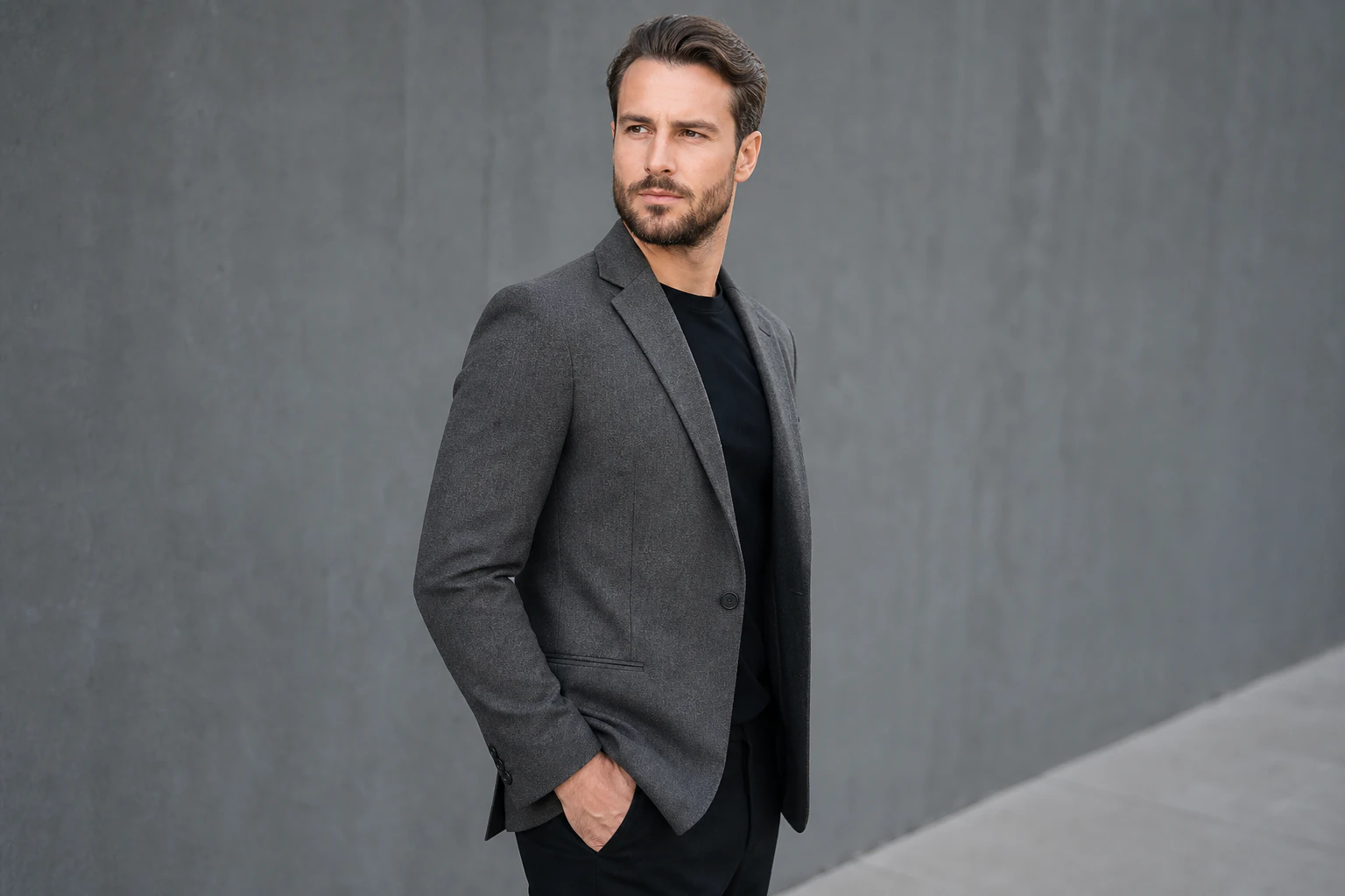 A photo-real three-quarter-length portrait of a person posed at a 30-45 degree a