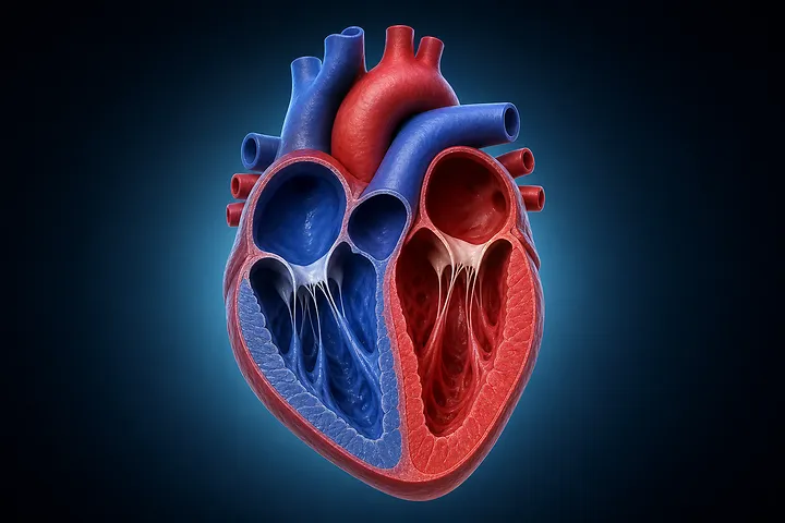 human heart cutaway cross section 3d diagram