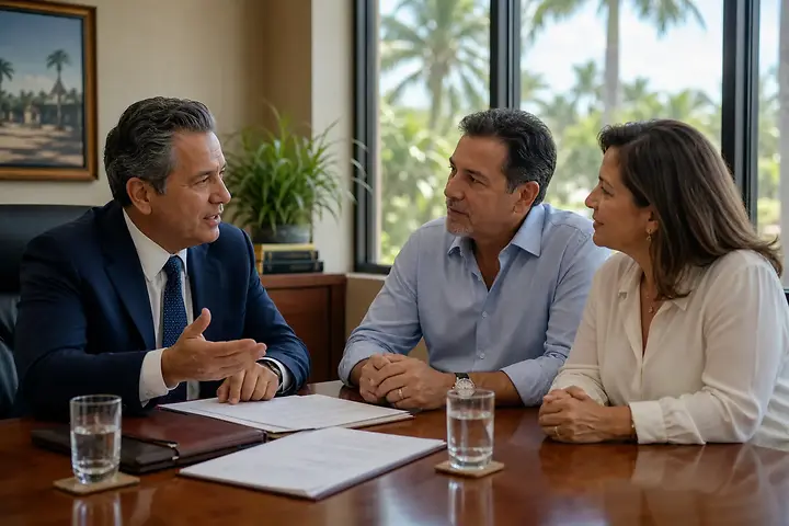 Estate planning attorney meeting with family
